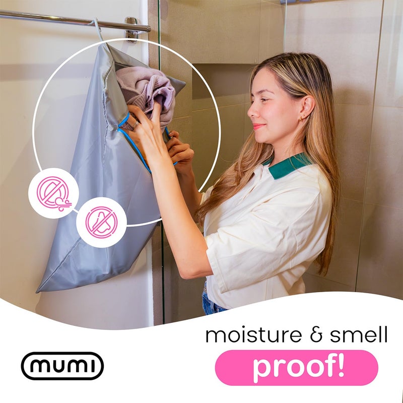 MUMI Travel Laundry Bag â€“ Moisture & Smell-Proof Clothes Bag with Folding Hanger & Outer Pouch | Large Laundry Storage Bag for Suitcase, Gym & Packing | Dirty Clothes Organizer (Orange) - Image 5